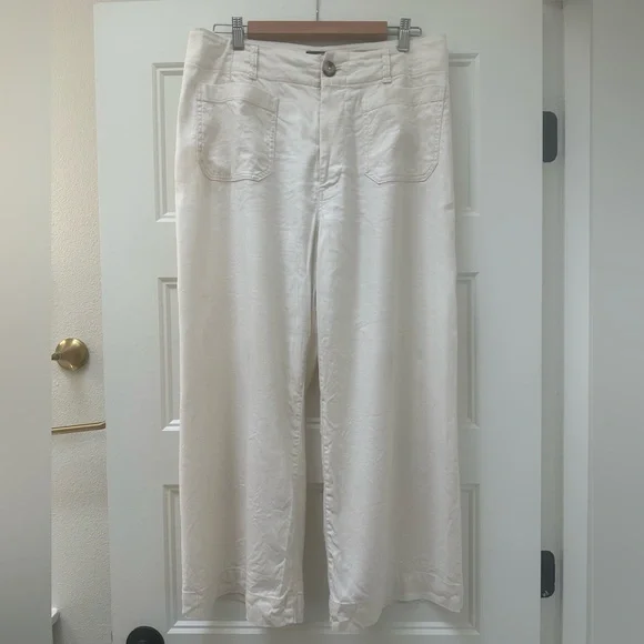The Colette Cropped Wide-Leg Pants by Maeve: Linen Edition - Picture 1 of 4